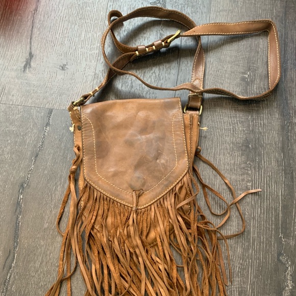 RUGBY cross-body brown leather fringe bag - Picture 2 of 5